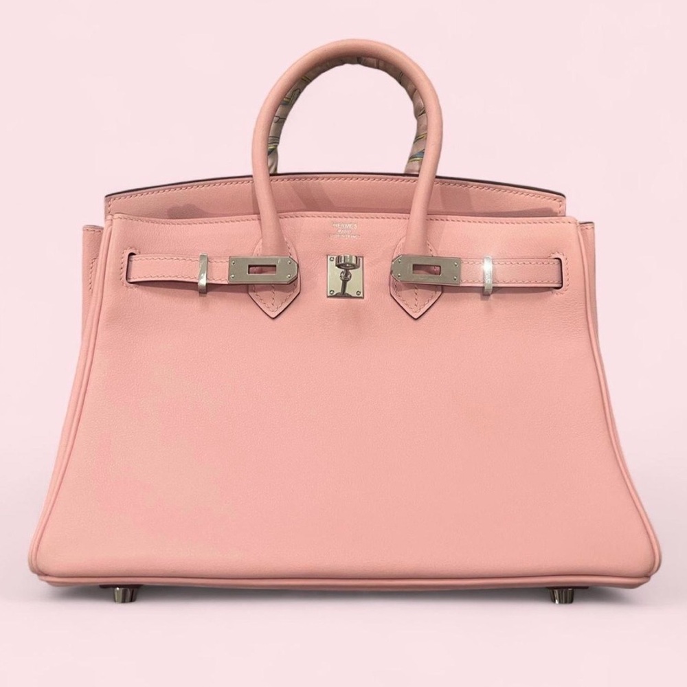 Pink Leather Top-Handle Luxury Firkin HandBag